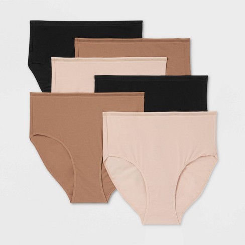 Women's 6pk Cotton Stretch Briefs - Auden™ Assorted Neutral 3x : Target