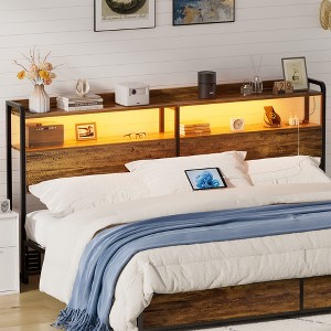 Aheaplus Storage Headboard, Head Board with Charge Station and LED Light - 1 of 4