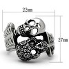 Slickblue Men’s Polished Stainless Steel Skull Ring with No Stone, No Plating Finish, Size 8-13 - 2 of 4