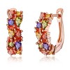 14K Rose Gold with Multicolored Crystal Huggie Earring - 3 of 4