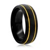 Metallo Black and Gold Double Stripe Tungsten Ring - Available Sizes:  9 ,  13 ,  12 ,  11 ,  10 - 2 of 3