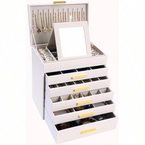 6 Layer Jewelry Box , Popular Styles with 5 Drawers and 1 Layer Daily Makeup Companion - 1 of 4