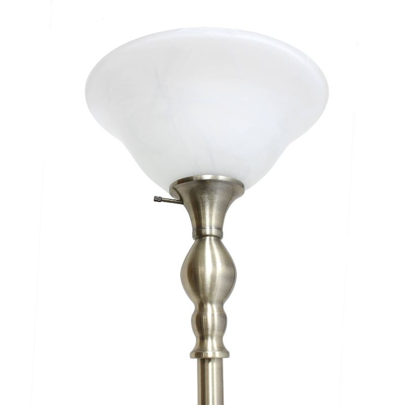 1-Light Classic Torchiere Floor Lamp with Marbleized Glass Shade - Lalia Home, 6 of 9