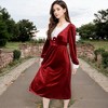 Anna-Kaci Women's Velvet Dress with Lace Trim and Button Detail - 4 of 4