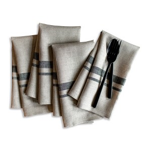 Solino Home Striped Linen Dinner Napkins | French Stripe - 1 of 4