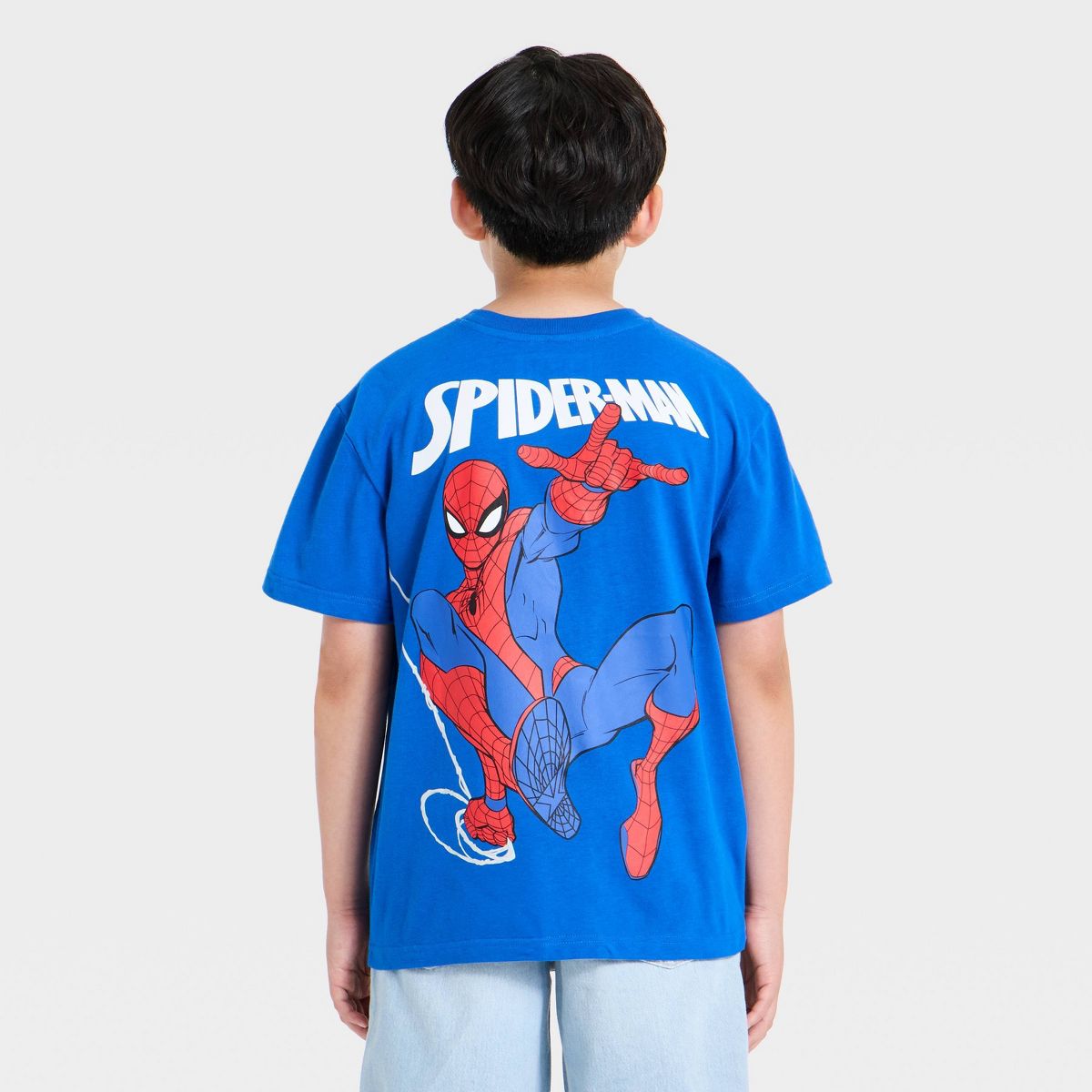 Boys' Marvel Spider-Man Front and Back Short Sleeve Graphic T-Shirt - Blue