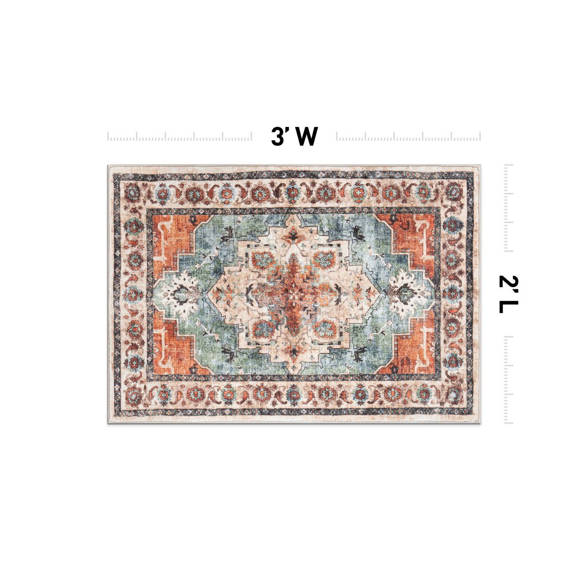World Rug Gallery Transitional Medallion Washable Non Slip Area Rug: Stain & Fade-Resistant, Low Pile, Pet Friendly - thumbnail 10