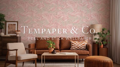 Cactus Rose Tropical Pink and Green Peel and Stick Wallpaper Roll