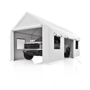 13x20FT Heavy Duty Carport with Galvanized Steel Frame & PE Canopy, White/Yellow - 1 of 4