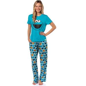 Sesame Street Women's Big Face Tossed Print Character Sleep Pajama Set Multicolored