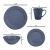 Elanze Designs Chic Ribbed Modern Thrown Pottery Look Ceramic Stoneware Plate Mug & Bowl Kitchen Dinnerware 16 Piece Set - Service for 4, Navy Blue - 3 of 4