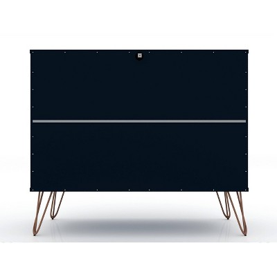 Set of 2 Midnight Blue 3-Drawer Dressers with Hairpin Legs