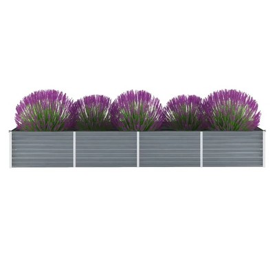 vidaXL Raised Bed Grey Galvanized steel 126.0 x 31.5 x 17.7 in