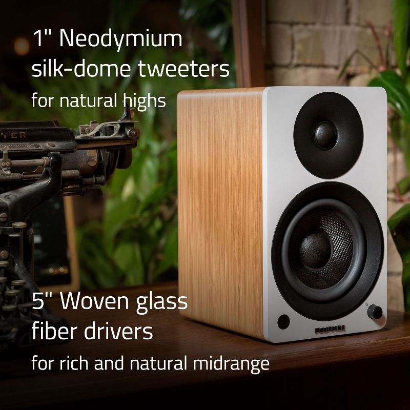 Fluance Ai41 Powered 2-Way 2.0 Stereo Bookshelf Speakers with 5" Drivers 90W Amplifier for Turntable Bluetooth w/ Stands, 3 of 10
