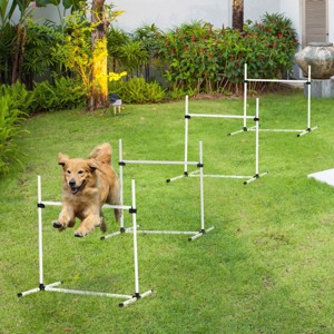 4 Piece Dog Agility Training Set with Adjustable Jump Bars and Carrying Bag,Portable Dog Obstacle Course for Outdoor Exercise - LAOTIES - 1 of 4