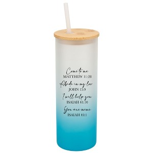 Elanze Designs Come To Me Abide In My Love His Word Wrap-Around Design 25 Ounce Frosted Gradient Glass On-The-Go Coffee Travel Skinny Tumbler Mug Cup, - 1 of 1