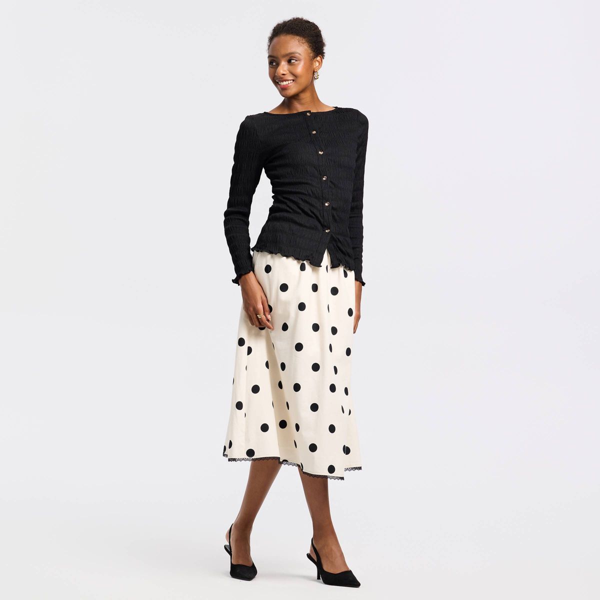 Women's Long Sleeve Boat Neck Crinkle Top - A New Day™ - thumbnail 3