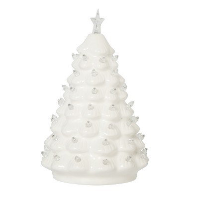 White Ceramic Christmas Tree Figurine with LED Lights