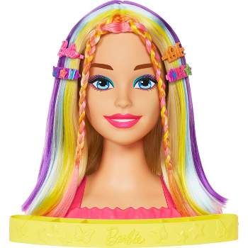 Barbie Totally Hair Neon Rainbow Deluxe Styling Head Blonde Hair