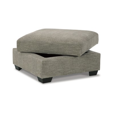 Gray Contemporary Storage Pouf Ottoman with Cup Holders