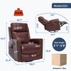 MAYEERTY Swivel Rocker Recliner Chair, Genuine Leather Heat Massage Manual for Living Room, Wine Red - 3 of 4