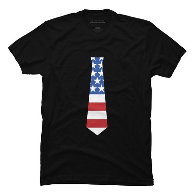 Men's Design By Humans Fourth Of July Simple American Flag Tie By FreshDressedTees T-Shirt