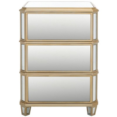 Transitional 3-Drawer Mirrored Nightstand in Transparent Finish