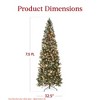 7.5 ft/9 ft Prelit Pencil Snow Flocked Spruce Artificial Christmas Tree w/ Incandescent Warm White Lights & Foldable Stand - 2 of 4