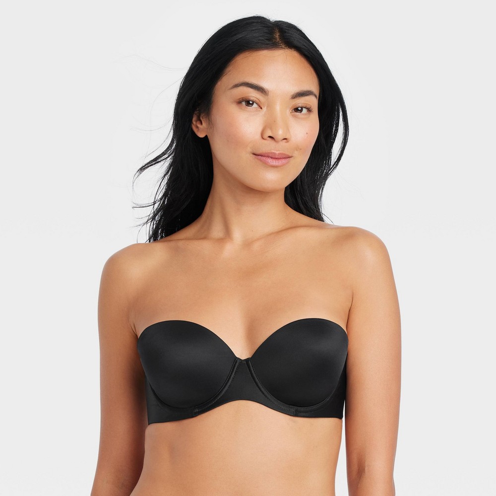 women's lightly lined strapless bra - auden™ black 36c: high support, adjustable back closure