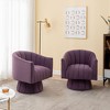 SEYNAR Modern Glam Velvet Upholstered Round 360 Degree Swivel Accent Barrel Chair Set of 2 - 2 of 4