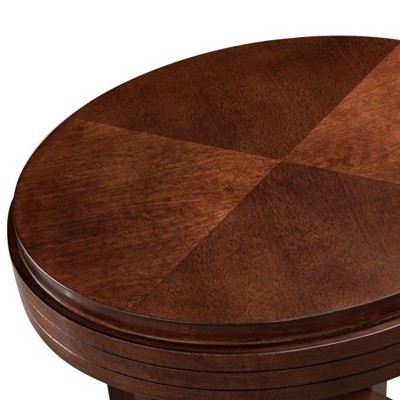 Chocolate Cherry Oval End Table with Lower Shelf