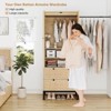Brafab 74" Natural Rattan Wardrobe Armoire Closet with Hanging Rod Drawers and Adjustable Shelves, Tall Freestanding Wooden Closet for Bedroom - 3 of 4