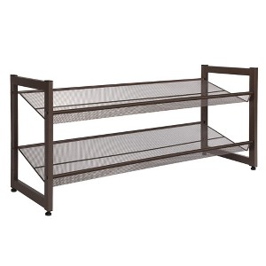 SONGMICS 2-Tier Stackable Shoe Rack - Metal Shoe Storage Shelf for Closet Entryway, Flat or Angled Shoe Organizer in Blac - 1 of 4
