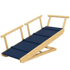 Skyzone Pine Wood Dog Ramp with Adjustable Height (10.6"-24"), Foldable Design, Non-slip Mat & Side - 1 of 4