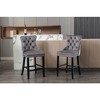 CAVINAS Mid-Century Barstools with Button Tufted and Chrome Nailhead Trim, Velvet Upholstered Dining Chair, Leisure Bar Chairs, Bar Stools, Set of 2 - 3 of 4