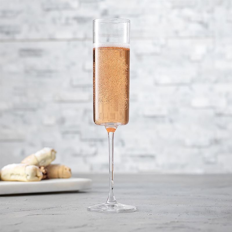 JoyJolt Claire Crystal Cylinder Champagne Glasses - Set of 2 Champagne Flutes - 5.7 oz, 3 of 8