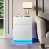 NicBex Nightstand with Adjustable LED Light,Side Table with Solid Wood Frame and 3 Drawers,Bedside Table for Bedroom,Living Room,White/Black - 2 of 4