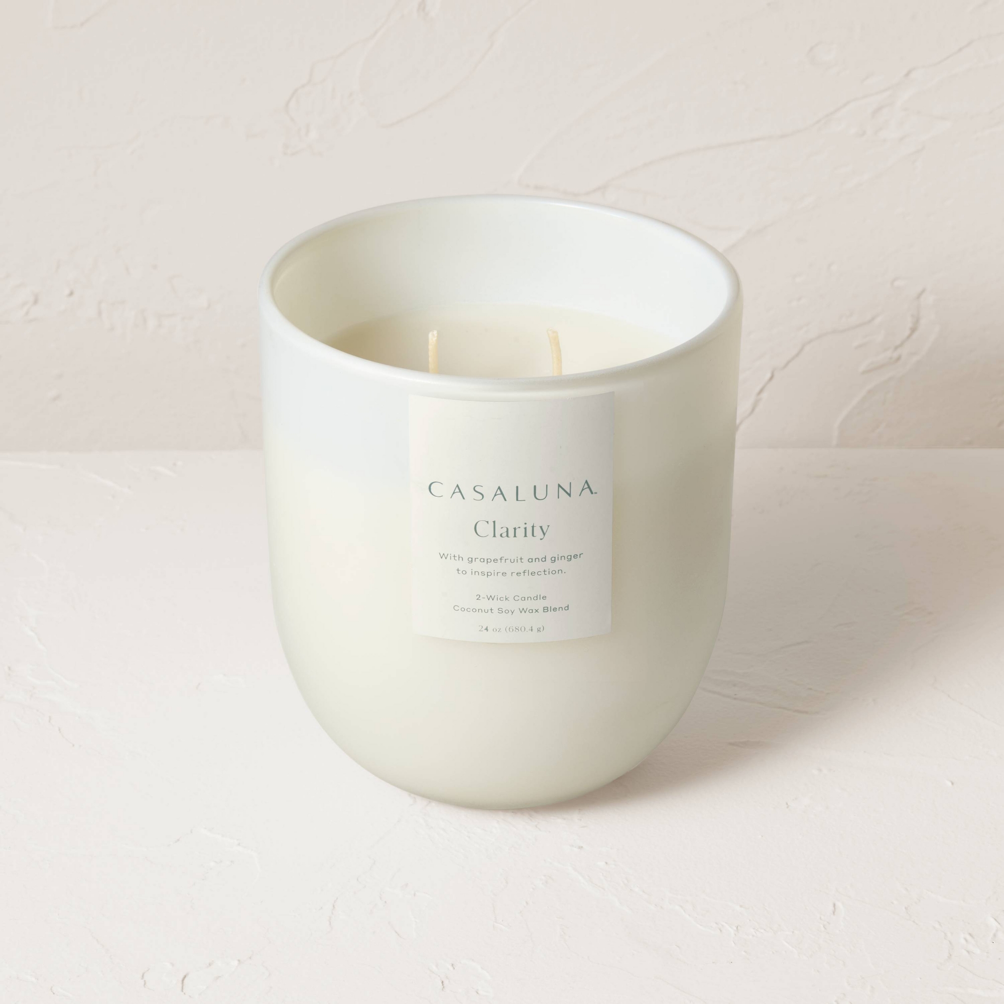 2-Wick Clarity Core Frosted Glass Wellness Jar Candle White 24oz - Casaluna™