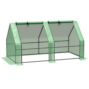 6' x 3' x 3' Mini Greenhouse with Zippered Doors & Roll-up Windows, Portable Plant Hot House with Durable PE Cover, Water Resistant, UV Protected - 1 of 4