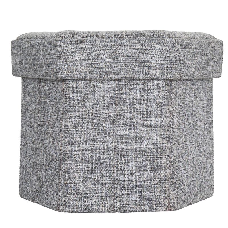 Vintiquewise Decorative Grey Foldable Hexagon Ottoman for Living Room, Bedroom, Dining, Playroom or Office, 3 of 11
