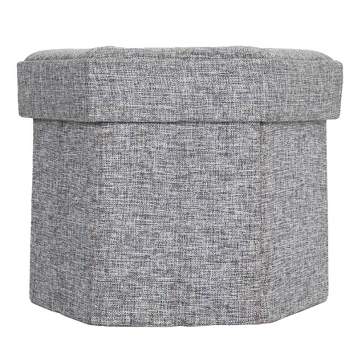 Vintiquewise Decorative Grey Foldable Hexagon Ottoman for Living Room, Bedroom, Dining, Playroom or Office