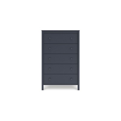Navy Blue Transitional 5-Drawer Tall Dresser with Levelers