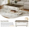 CAVINAS Farmhouse Style 2-Tier Retro Wood Coffee Table with Lockable Wheels,Rectangular Center Table for Living Room,Living Room Furniture - 4 of 4