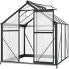 6x6 FT Walk-in Greenhouse for Outdoors, Polycarbonate Panels with Rust-Proof Aluminum Frame, Roof Vent & Rain Gutters - 2 of 4