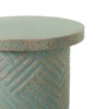 SEVOBAL Outdoor Cement End Table Small Round Garden Accent Table Drum Shape Side Table or Stool for Patio and Indoor Use, Green, 20.28"*20.28"*25.39" - 4 of 4