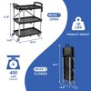 Vynxaria 3 Tier Folding Utility Service Cart, Portable Collapsible with Wheels, Black, 23.0×15.0in Shelves - 3 of 4