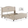Luxury Velvet Bed Frame w/ Wingback Headboard & Footboard, No Box Spring - 3 of 4