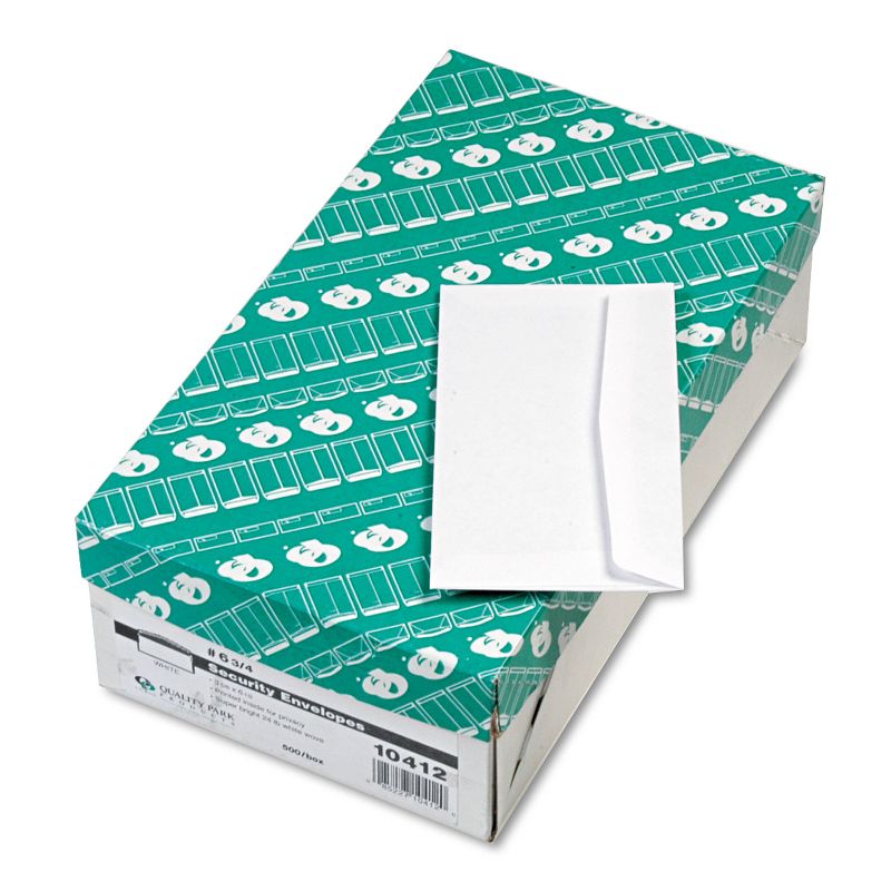 Quality Park Security Tinted Business Envelope #6 3/4 3 5/8 x 6 1/2 White 500/Box 10412, 1 of 5