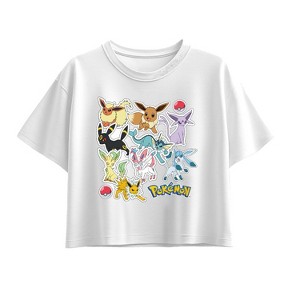 Girls' - Pokémon - Eeveelution Stickers Short Sleeve Boxy Graphic T-Shirt - 1 of 1