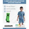 Minecraft Creeper Zombie Steve French Terry T-Shirt and Bike Shorts Outfit Set Little Kid to Big Kid - 3 of 4